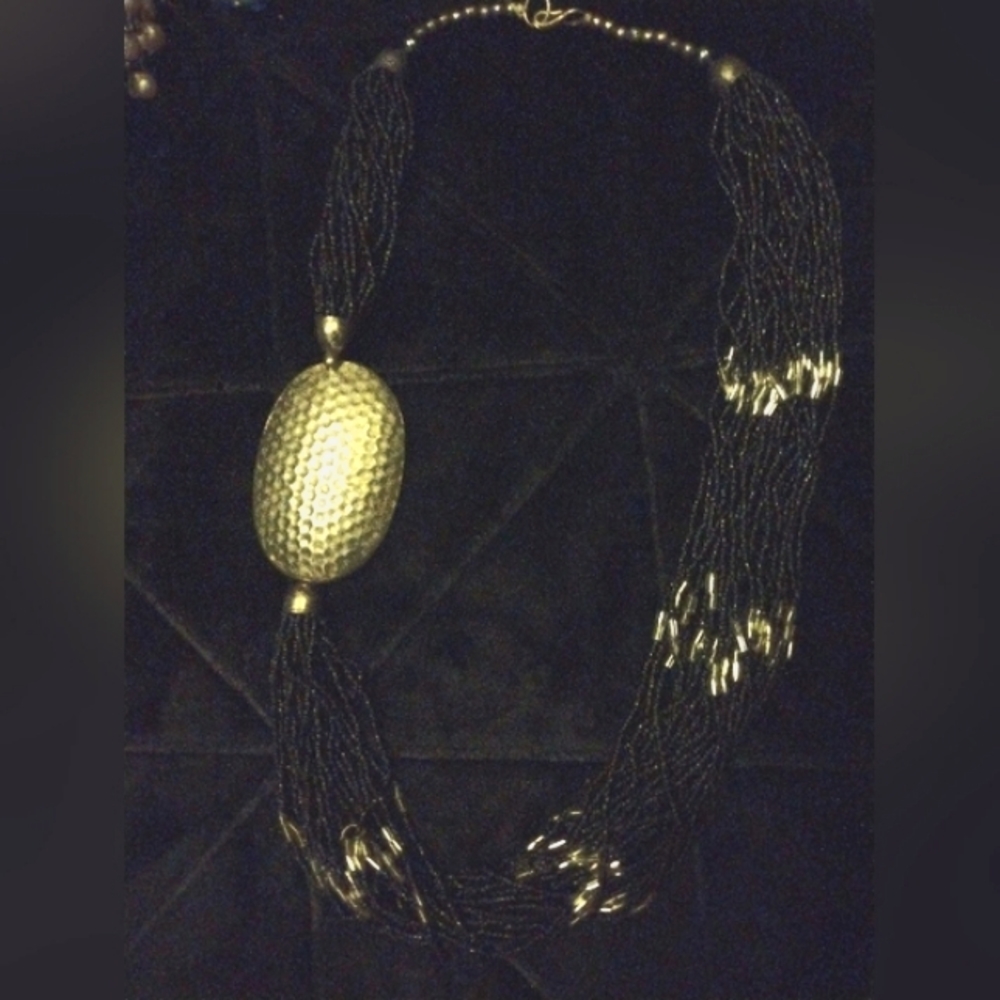 Black and Gold Beaded Necklace